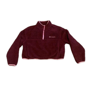 Champion Sherpa Fuzzy Teddy Cropped Purple and Pink Sweater Quarter Zip Winter